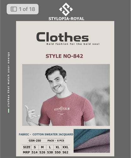 Royal 842 Stylopia Cotton Mens Tshirts Wholesale Price