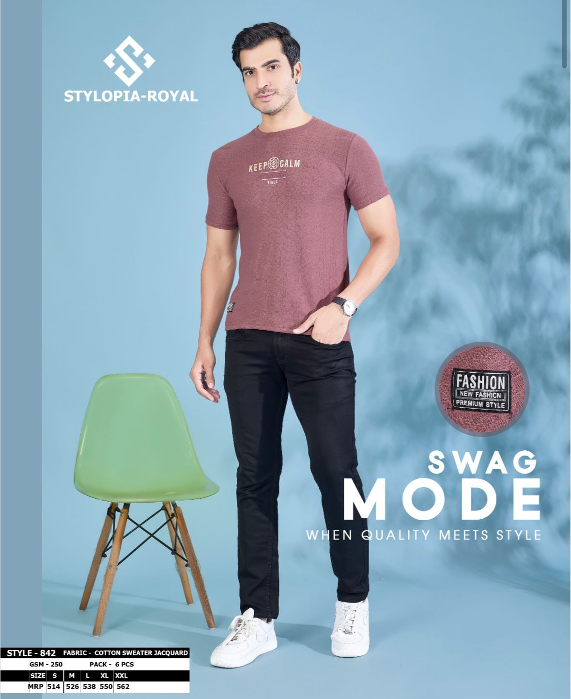 Royal 842 Stylopia Cotton Mens Tshirts Wholesale Price