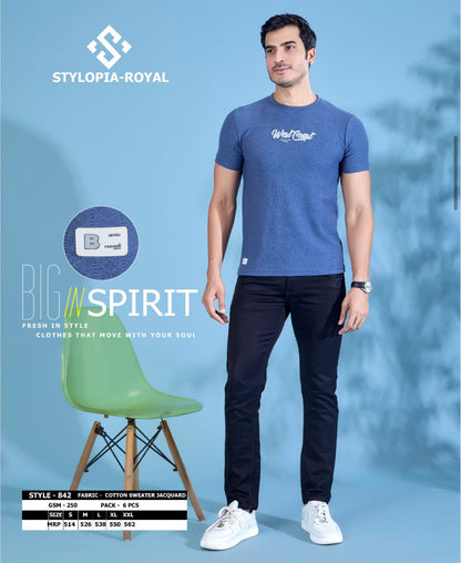 Royal 842 Stylopia Cotton Mens Tshirts Wholesale Price
