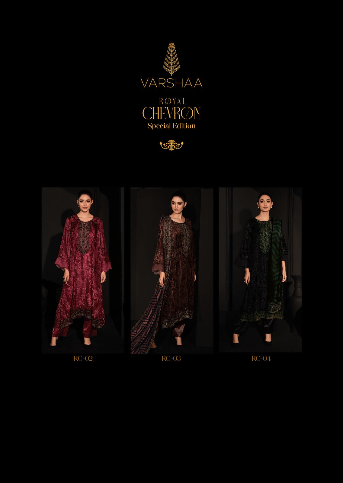 Royal Chevron Special Edition Varsha Fashions Velvet Pashmina Suits Exporter Ahmedabad