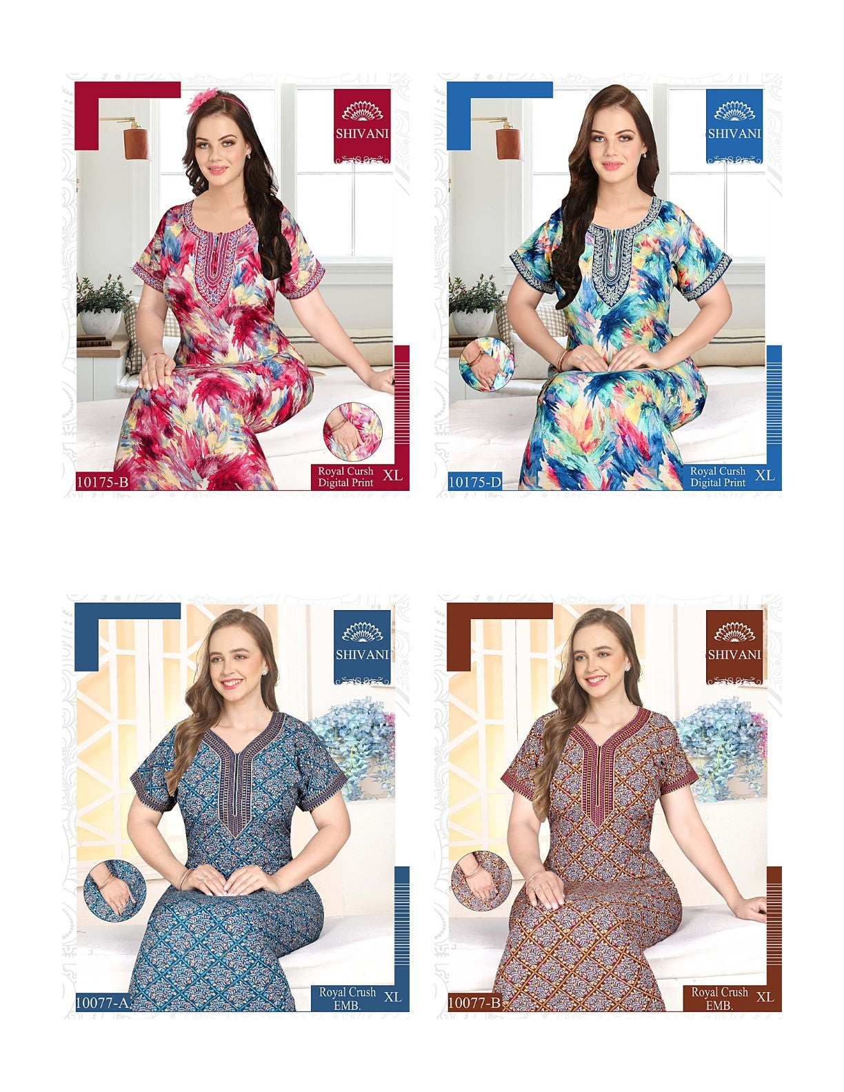 Royal Crush 1811 Shivani Pv Night Gowns Wholesaler Gujarat