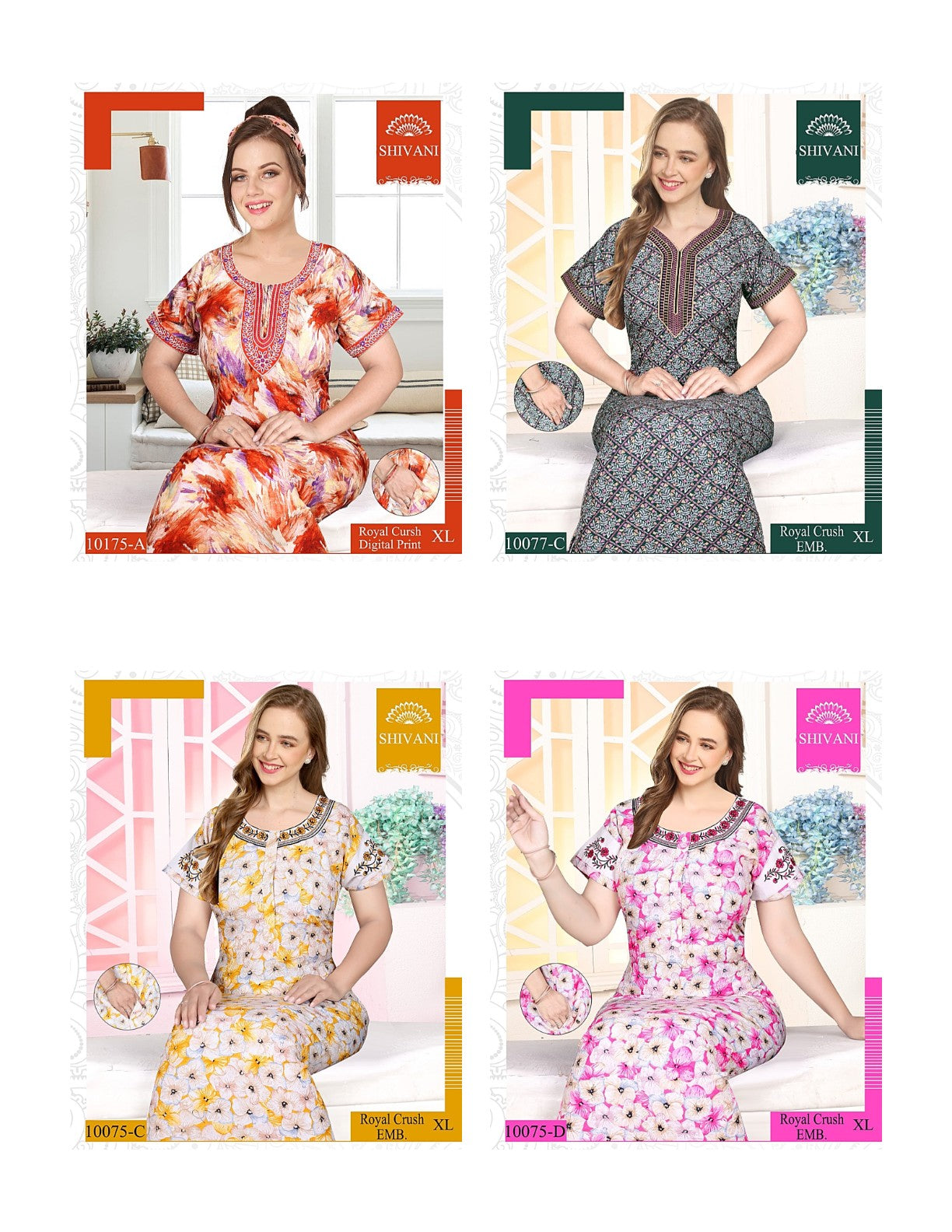 Royal Crush 1811 Shivani Pv Night Gowns Wholesaler Gujarat