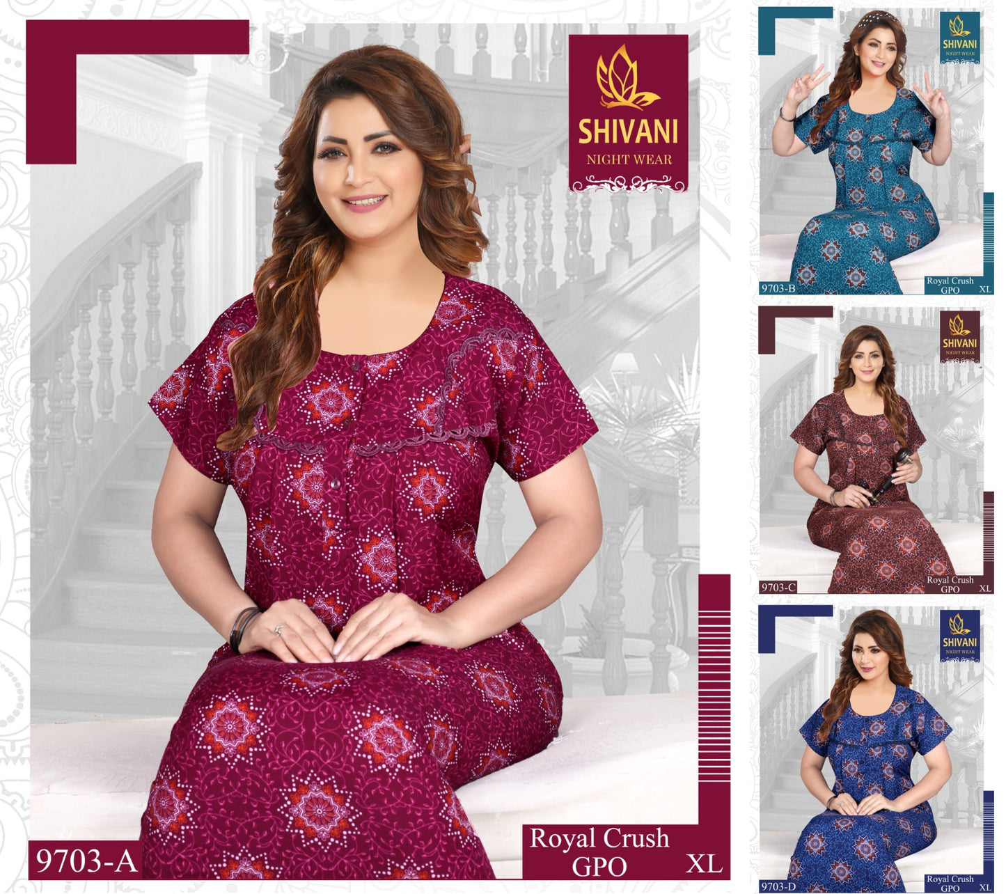 Royal Crush Shivani Pv Night Gowns Supplier Ahmedabad