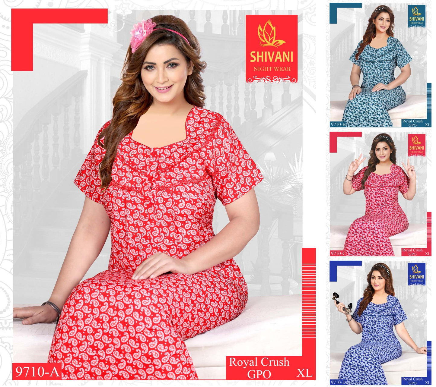 Royal Crush Shivani Pv Night Gowns Supplier Ahmedabad