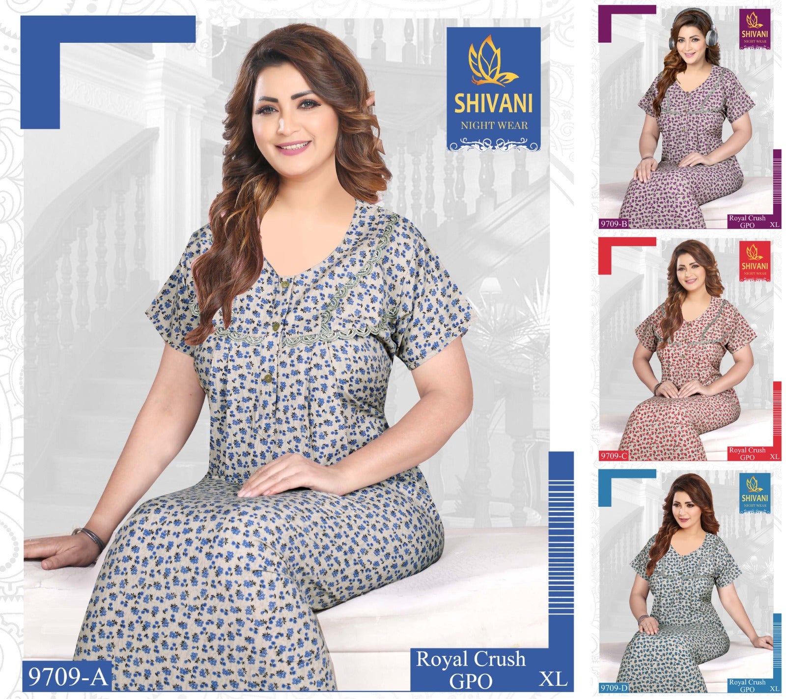 Royal Crush Shivani Pv Night Gowns Supplier Ahmedabad