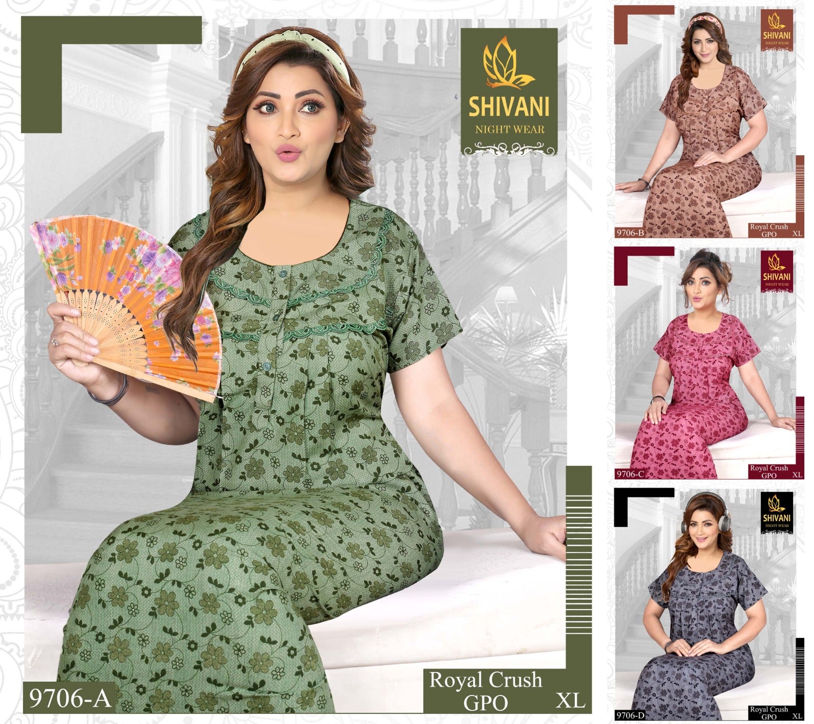 Royal Crush Shivani Pv Night Gowns Supplier Ahmedabad
