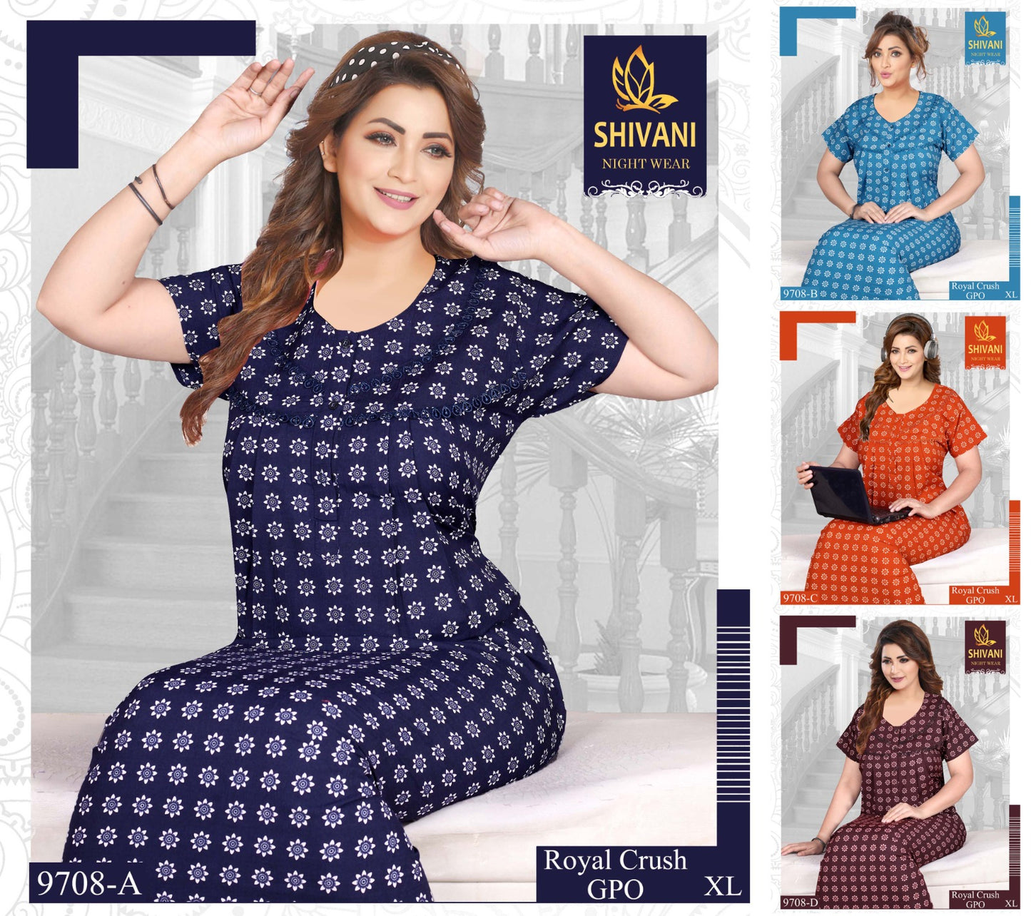 Royal Crush Shivani Pv Night Gowns Supplier Ahmedabad