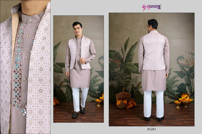Royal Drape 1 With Koti Shubhvastra Viscose Silk Mens Kurta Wholesale Rate