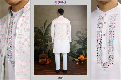 Royal Drape 1 With Koti Shubhvastra Viscose Silk Mens Kurta Wholesale Rate