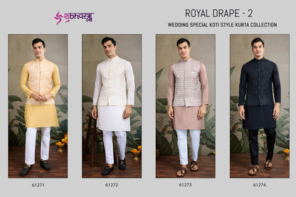 Royal Drape Vol 2 With Koti Shubhvastra Viscose Silk Mens Kurta Wholesale