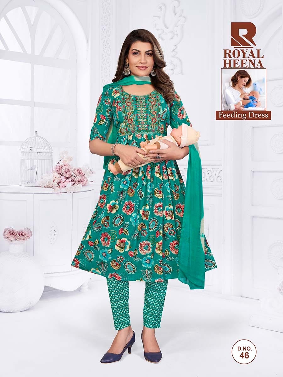 Royal Heena Raashi Rayon Feeding Readymade Suit Wholesaler Gujarat