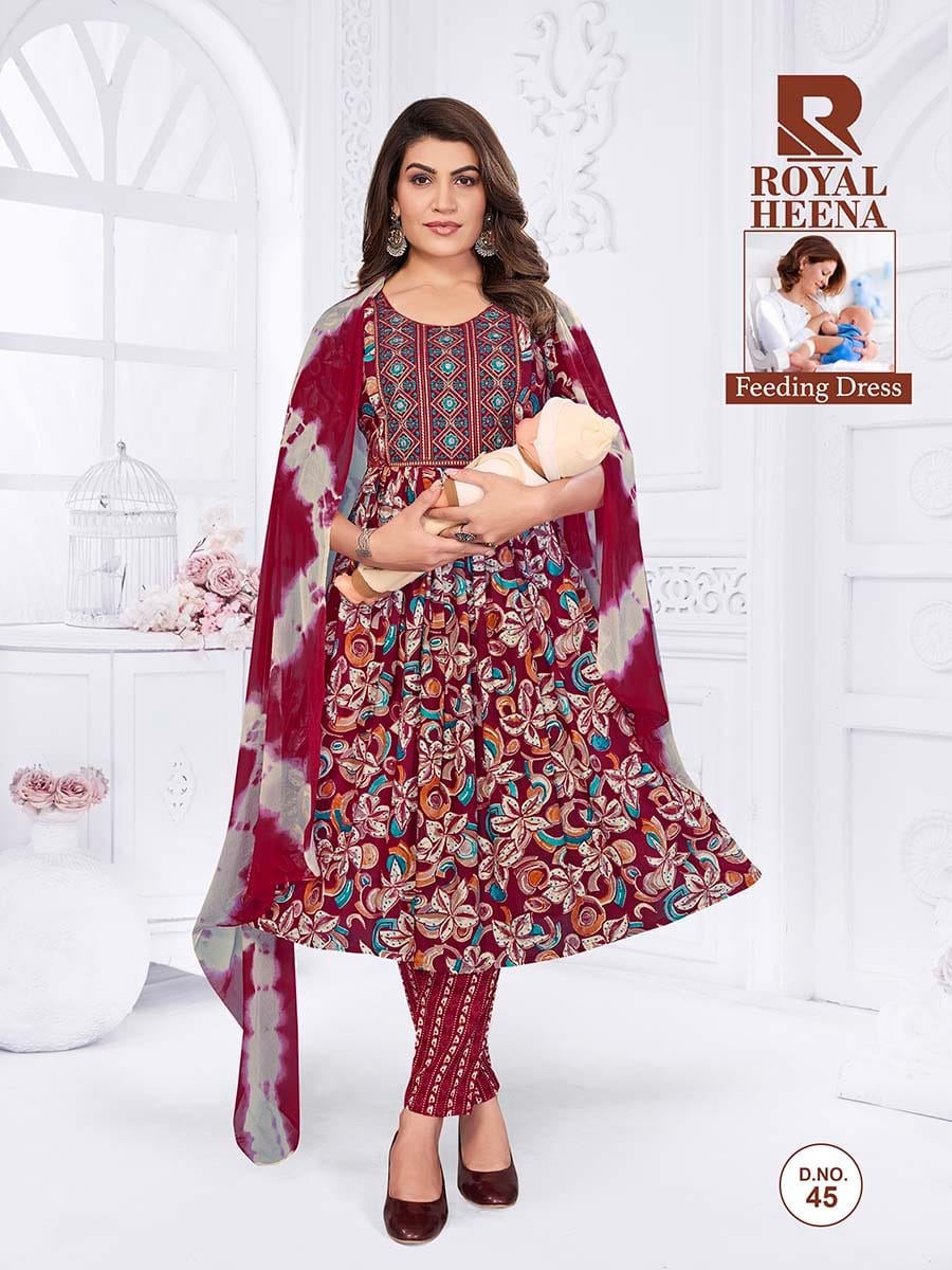 Royal Heena Raashi Rayon Feeding Readymade Suit Wholesaler Gujarat