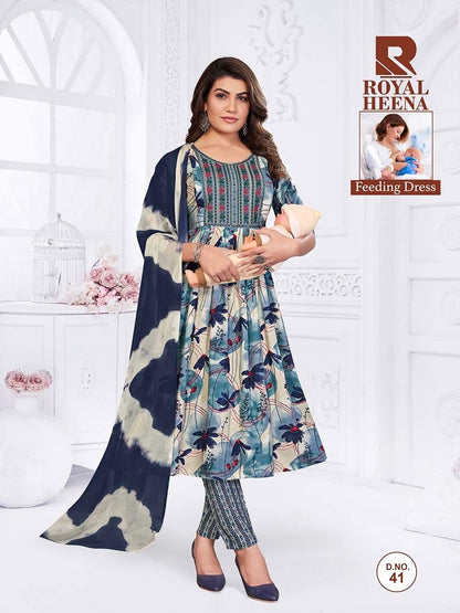 Royal Heena Raashi Rayon Feeding Readymade Suit Wholesaler Gujarat