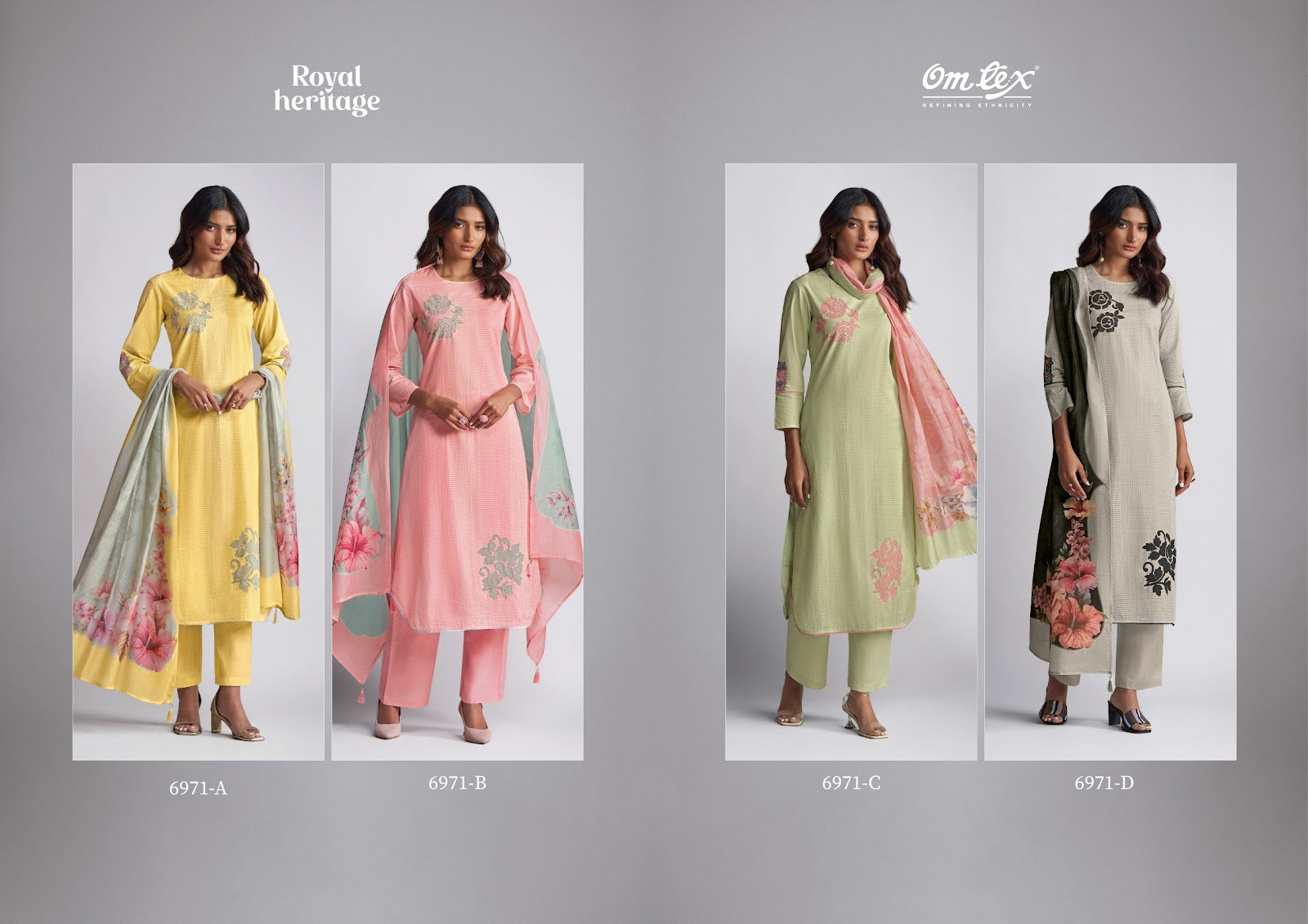 Royal Heritage Omtex Lawn Cotton Pant Style Suits Exporter