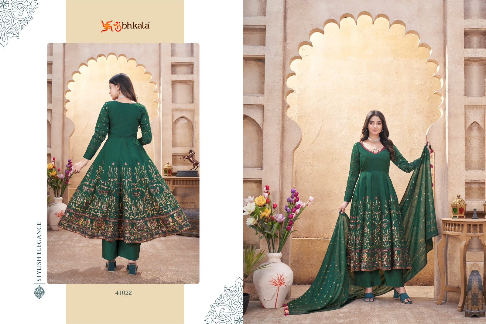 Royal Look 41021-41024 Shubhkala Roman Silk Readymade Suits Supplier
