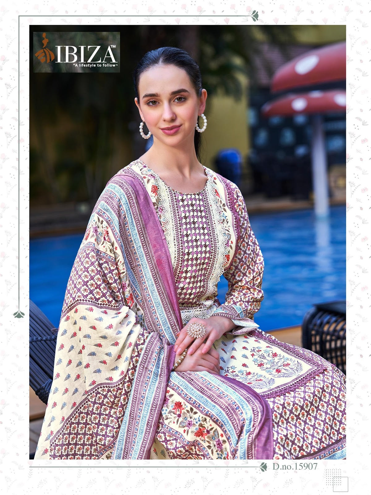 Royal Orchid Ibiza Pure Lawn Pant Style Suits Manufacturer India