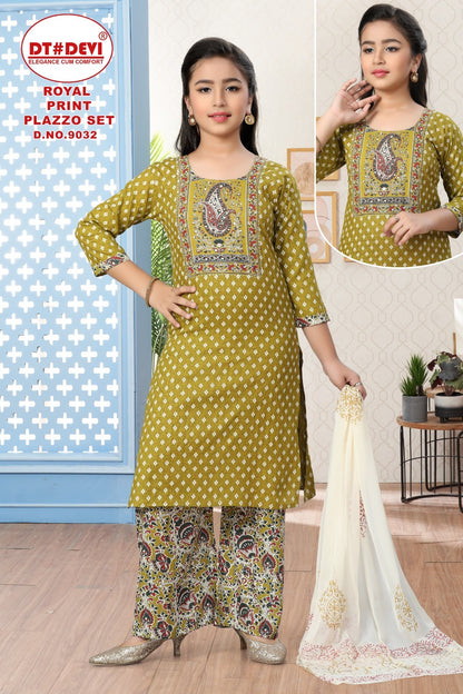 Royal Print Dn 9032 Dt Devi Cotton Girls Readymade Palazzo Suits Wholesale