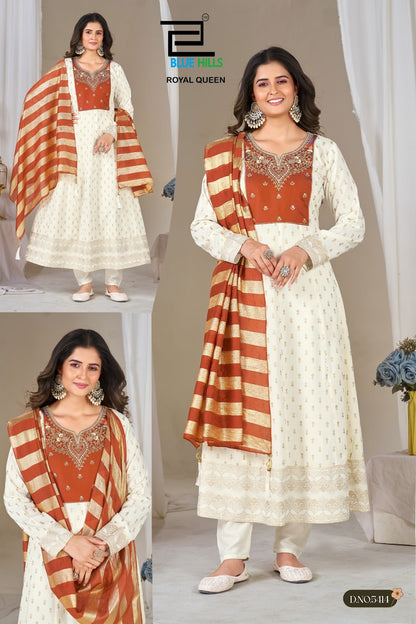 Royal Queen Blue Hills Rayon 14Kg Readymade Anarkali Suits Wholesaler Ahmedabad