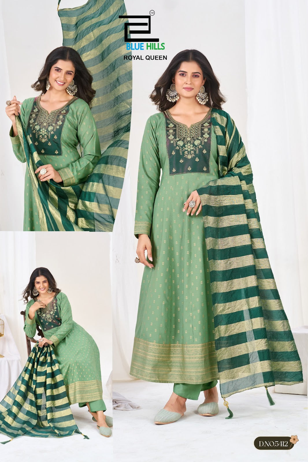 Royal Queen Blue Hills Rayon 14Kg Readymade Anarkali Suits Wholesaler Ahmedabad