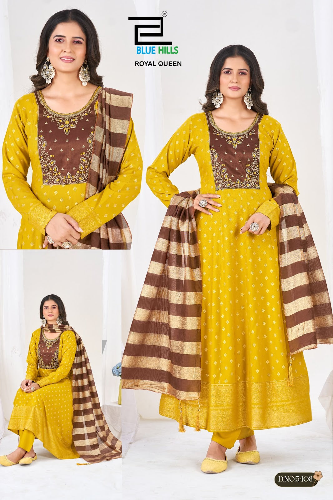 Royal Queen Blue Hills Rayon 14Kg Readymade Anarkali Suits Wholesaler Ahmedabad