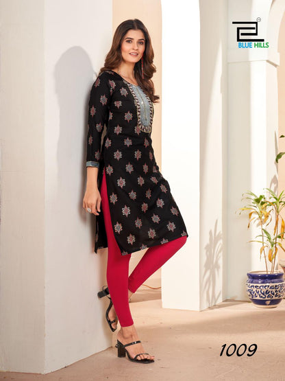 Royal Queen Blue Hills Rayon 14Kg Straight Cut Kurtis Manufacturer Ahmedabad