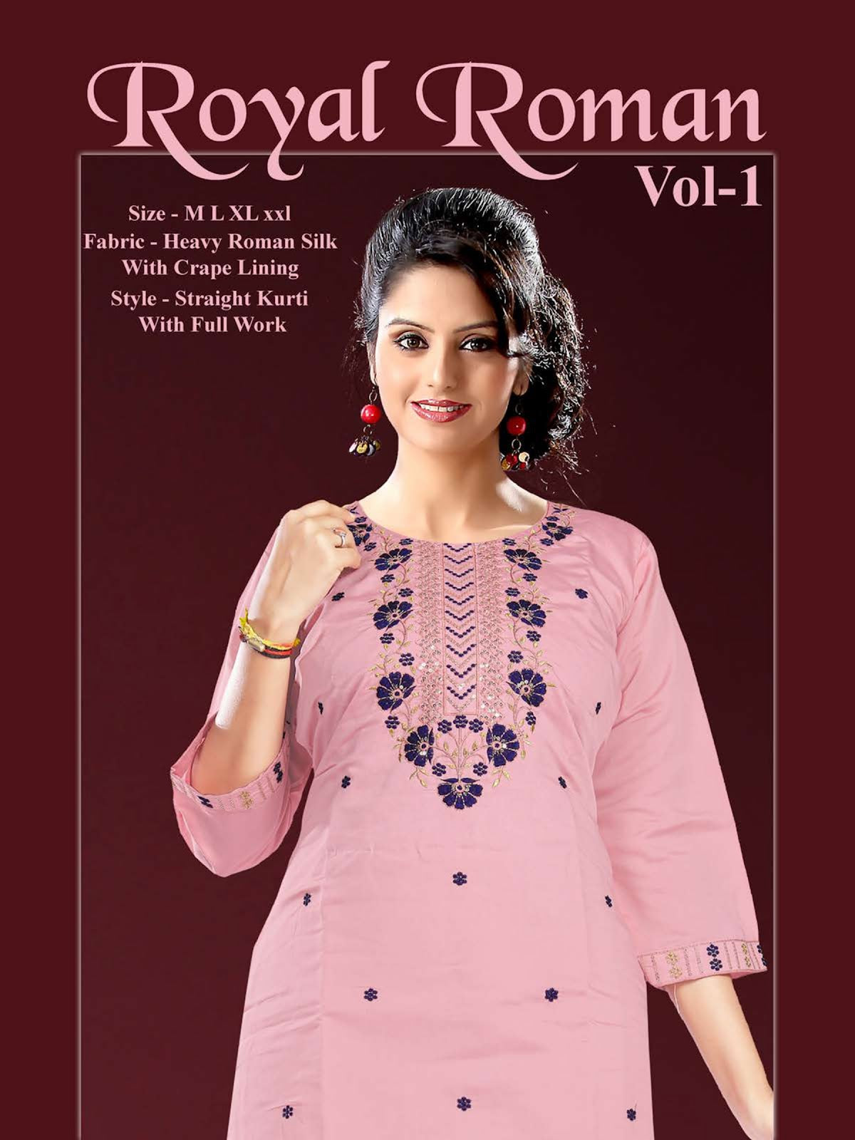 Royal Roman Vol 1 Kavinay Knee Length Kurtis Wholesale Rate