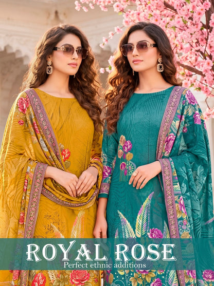 Royal Rose Harshit Fashion Pure Zam Karachi Salwar Suits Wholesale Rate