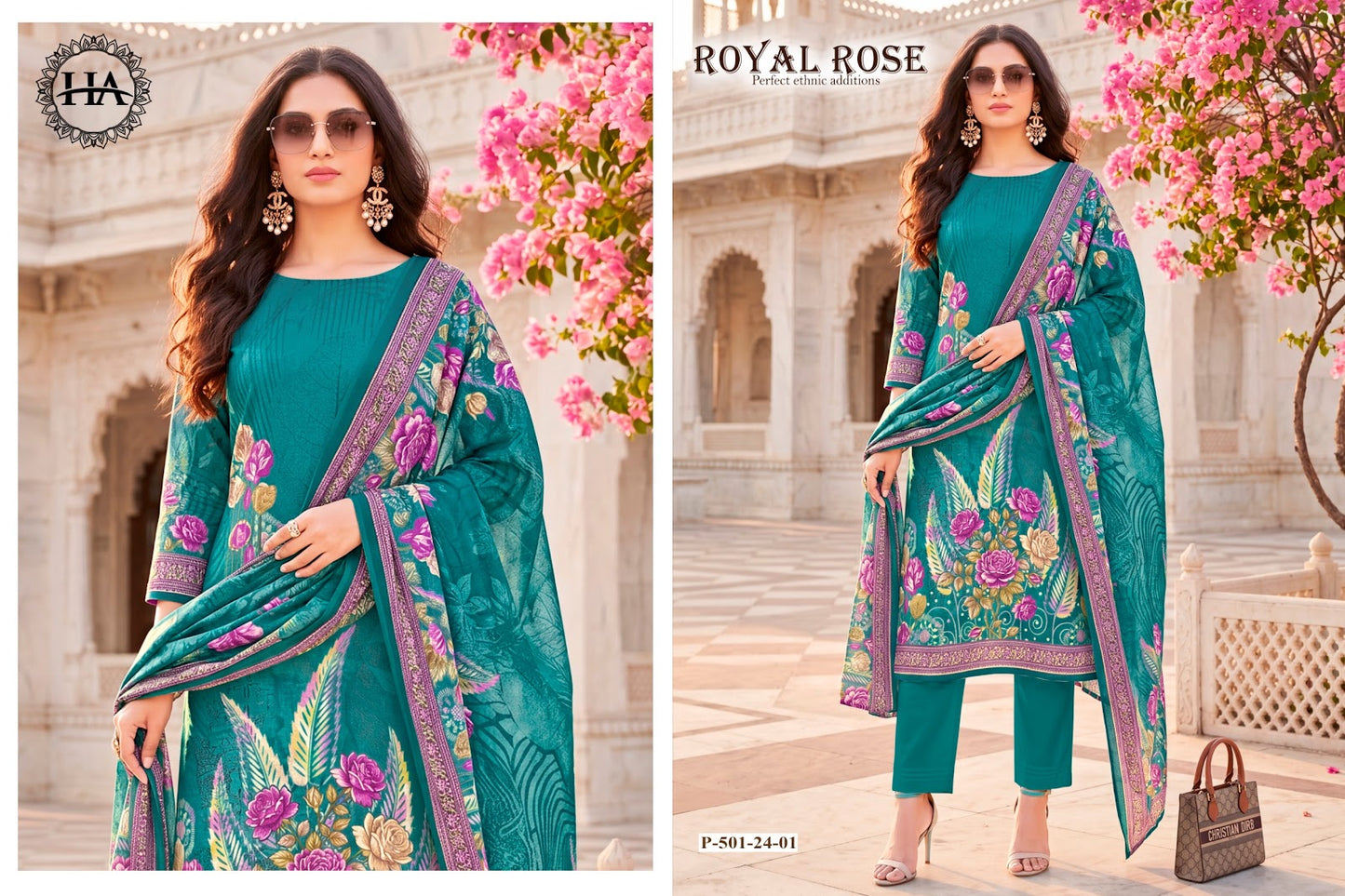Royal Rose Harshit Fashion Pure Zam Karachi Salwar Suits Wholesale Rate
