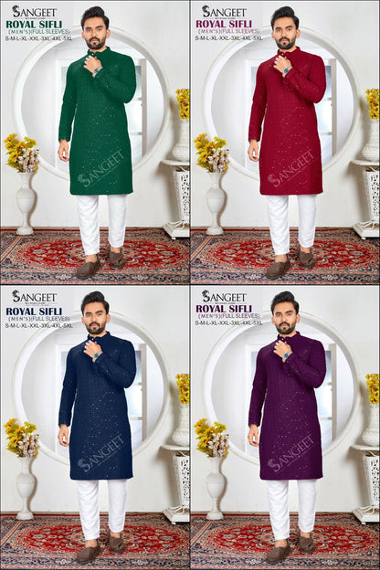 Royal Sifli Long Sangeet Rayon Mens Kurta Manufacturer Ahmedabad