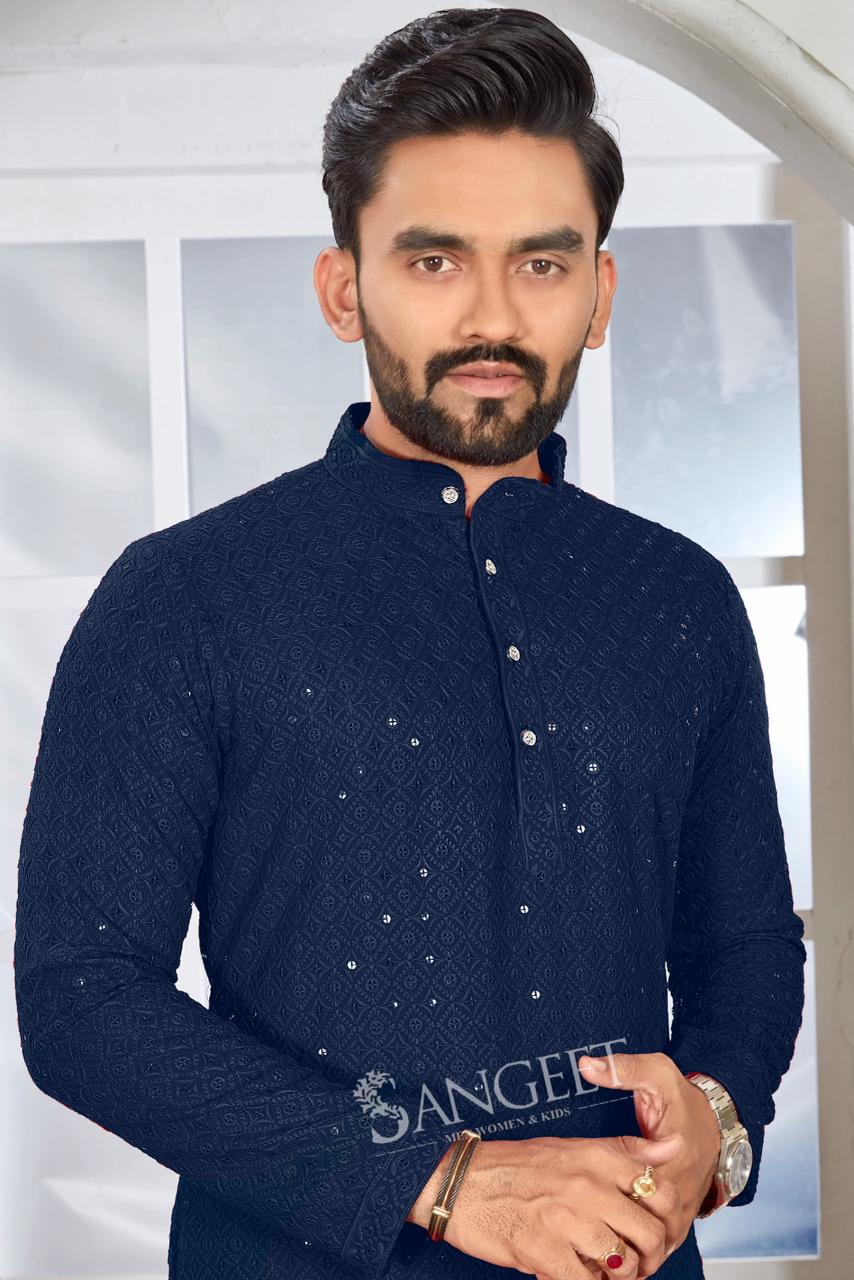 Royal Sifli Long Sangeet Rayon Mens Kurta Manufacturer Ahmedabad