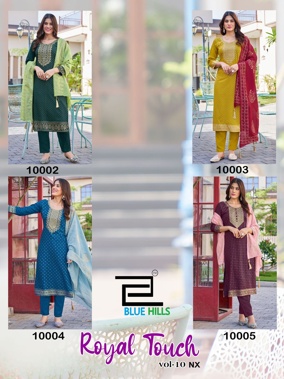 Royal Touch Vol 10 Nx Blue Hills Rayon 14Kg Readymade Pant Style Suits Exporter Gujarat