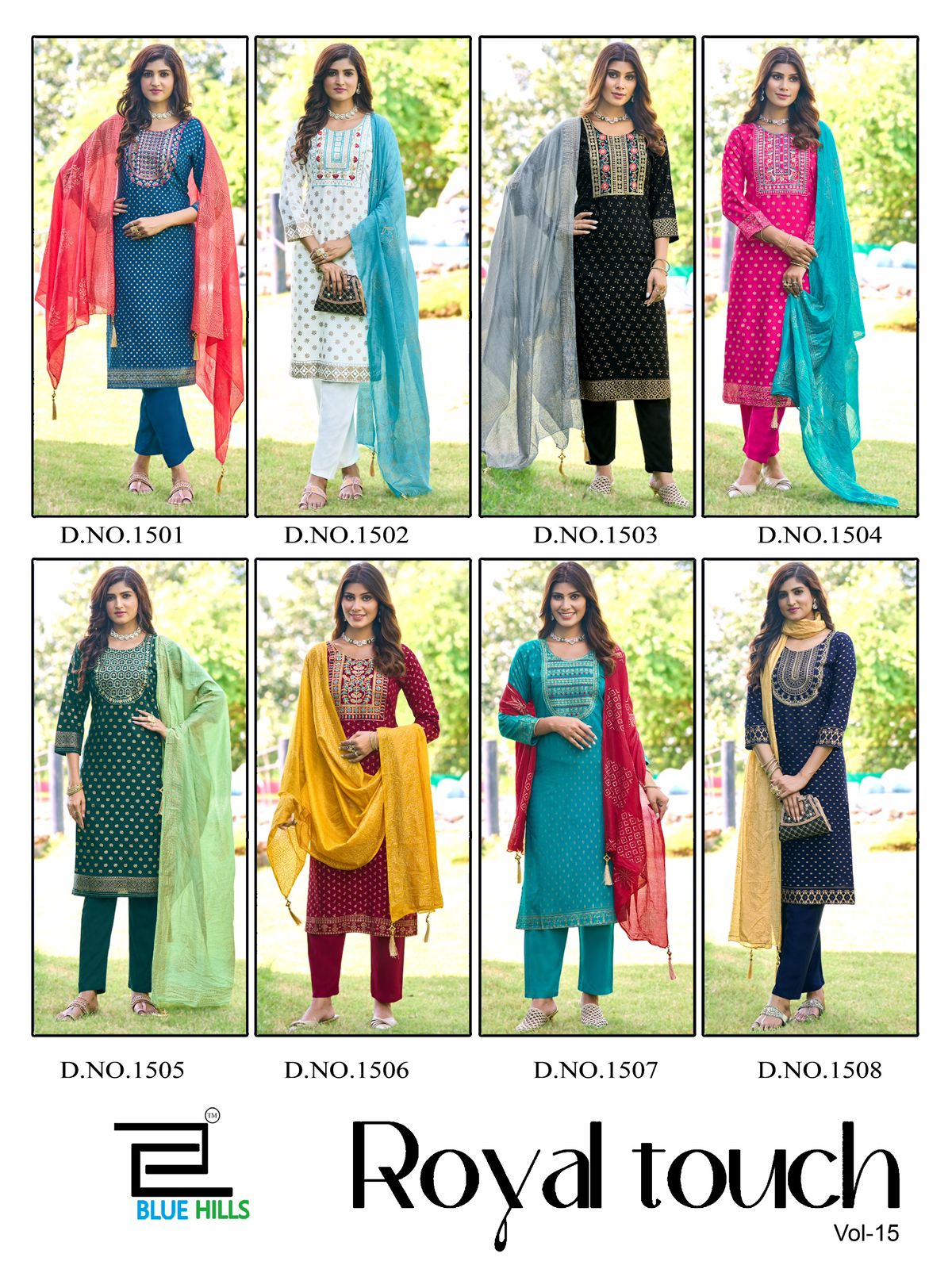 Royal Touch Vol 15 Blue Hills Rayon 14Kg Readymade Pant Style Suits Manufacturer India