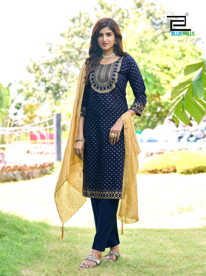 Royal Touch Vol 15 Blue Hills Rayon 14Kg Readymade Pant Style Suits Manufacturer India