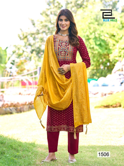 Royal Touch Vol 15 Blue Hills Rayon 14Kg Readymade Pant Style Suits Manufacturer India
