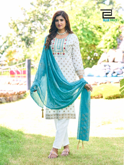 Royal Touch Vol 15 Blue Hills Rayon 14Kg Readymade Pant Style Suits Manufacturer India