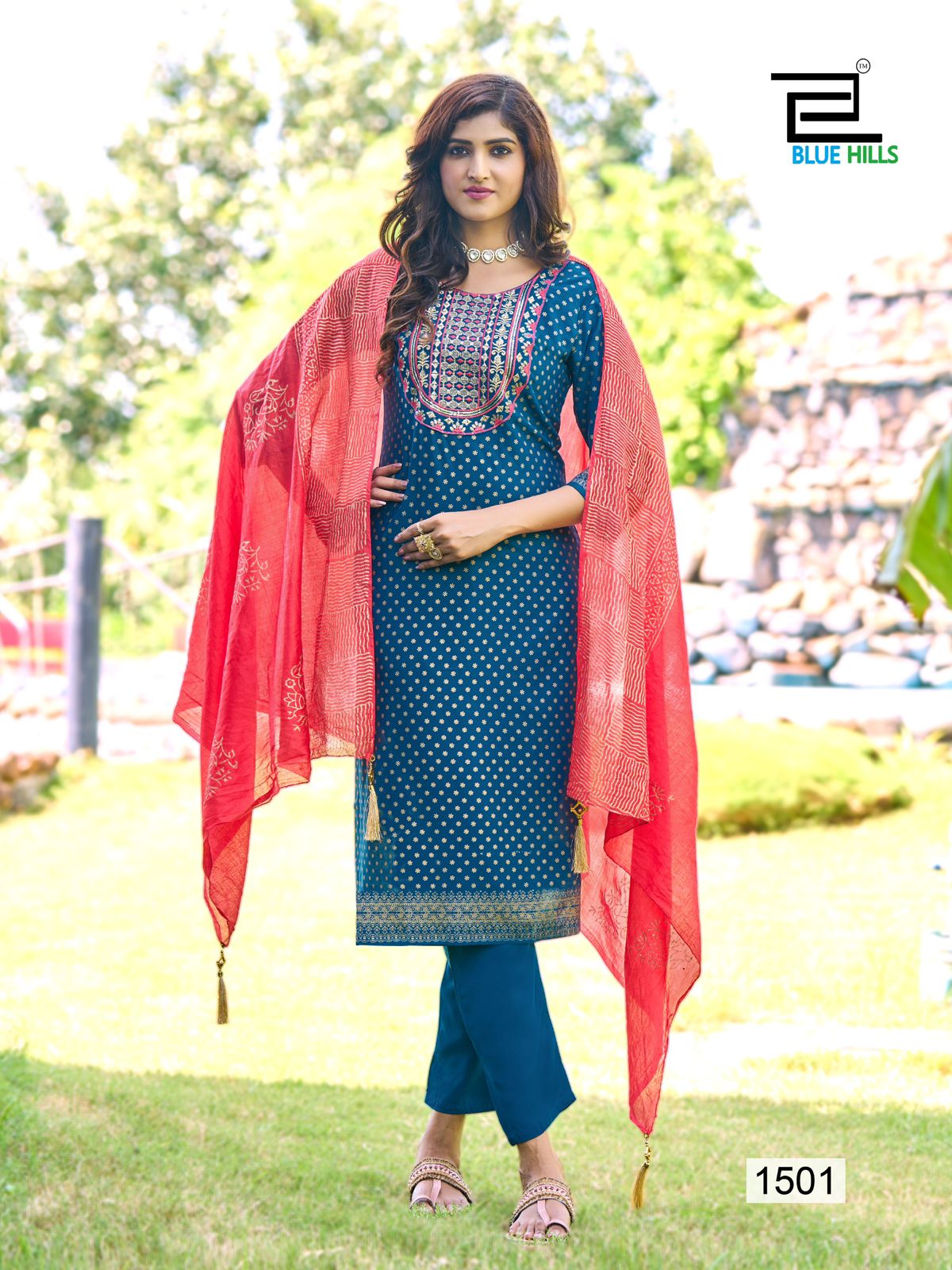 Royal Touch Vol 15 Blue Hills Rayon 14Kg Readymade Pant Style Suits Manufacturer India