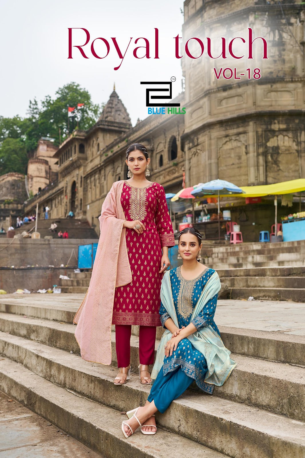 Royal Touch Vol 18 Blue Hills Rayon 14Kg Readymade Pant Style Suits Wholesale Price