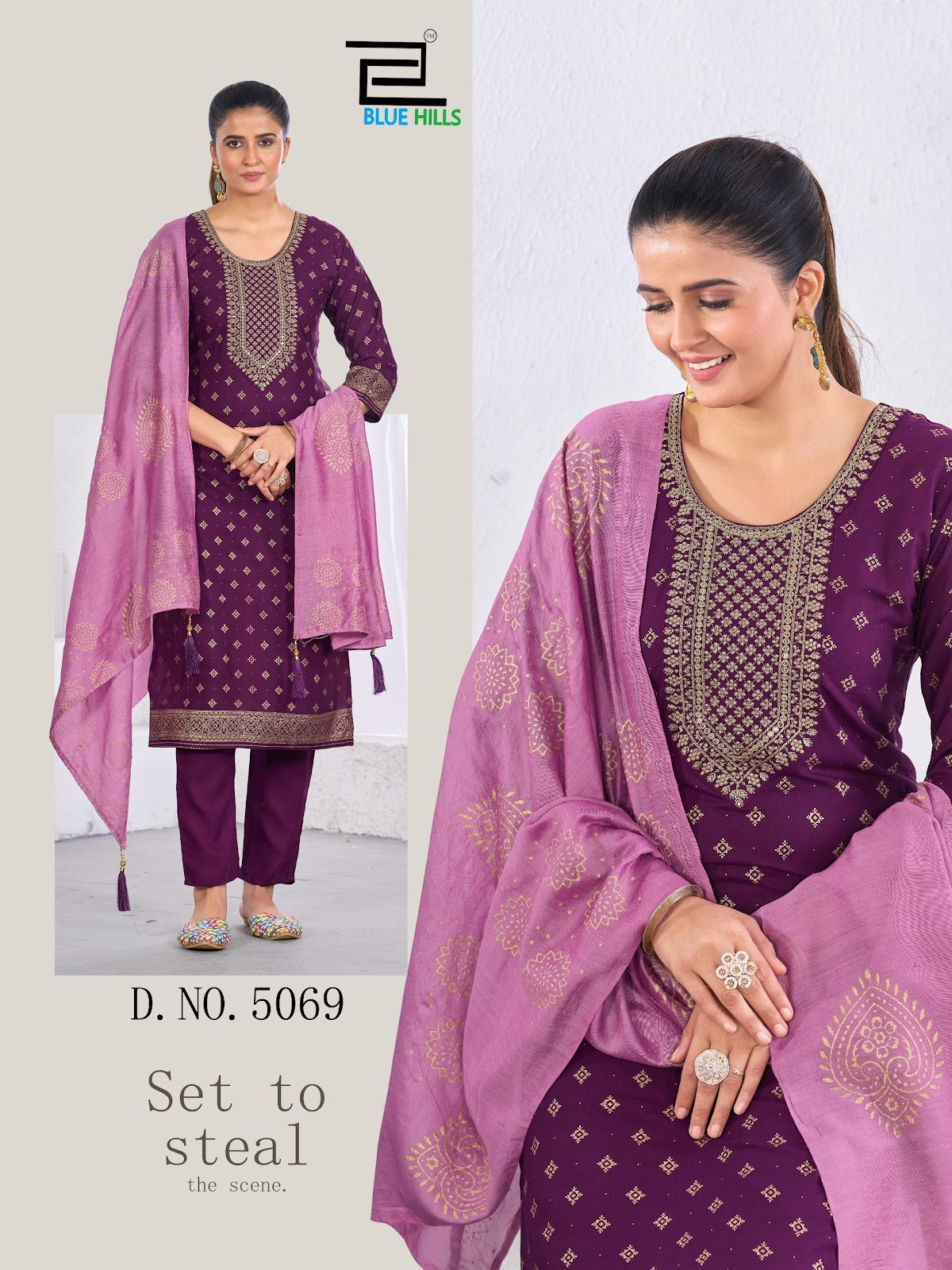 Royal Touch Vol 20 Blue Hills Rayon 14Kg Readymade Pant Style Suits Exporter India
