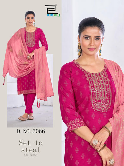 Royal Touch Vol 20 Blue Hills Rayon 14Kg Readymade Pant Style Suits Exporter India