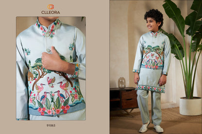 Royal Vantara With Koti Clleora Viscose Silk Boys Kurta Pyjama Exporter India