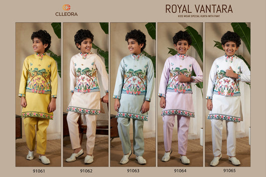 Royal Vantara With Koti Clleora Viscose Silk Boys Kurta Pyjama Exporter India