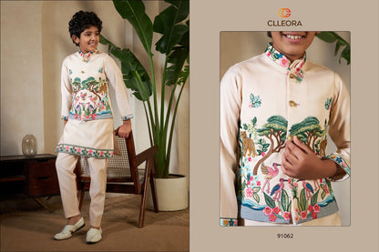 Royal Vantara With Koti Clleora Viscose Silk Boys Kurta Pyjama Exporter India