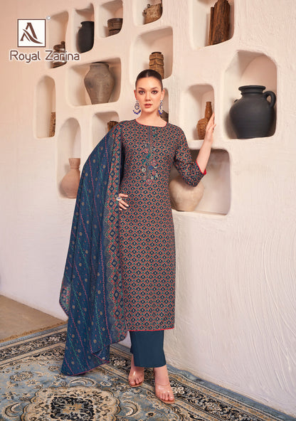 Royal Zarina Alok Viscose Rayon Karachi Salwar Suits Manufacturer India