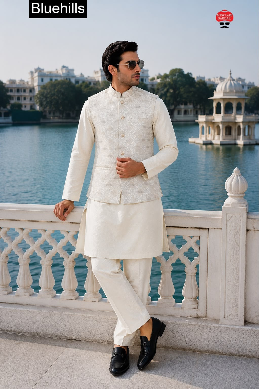 Royale Collection With Koti Bluehills Satin Mens Kurta Pajama Exporter Ahmedabad