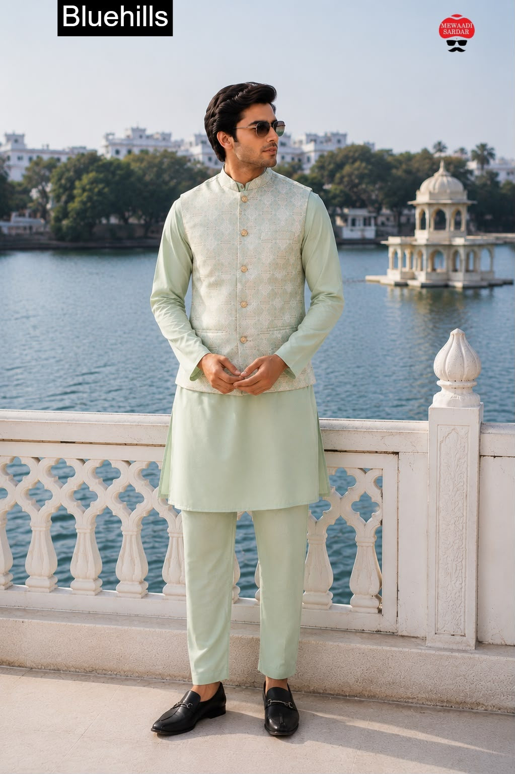 Royale Collection With Koti Bluehills Satin Mens Kurta Pajama Exporter Ahmedabad