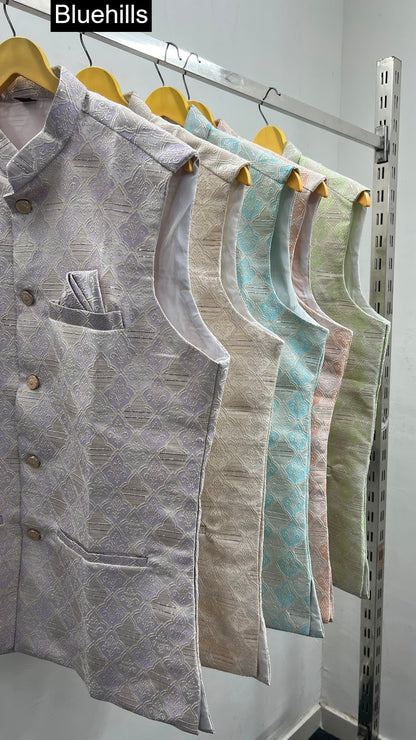 Royale Collection With Koti Bluehills Satin Mens Kurta Pajama Exporter Ahmedabad