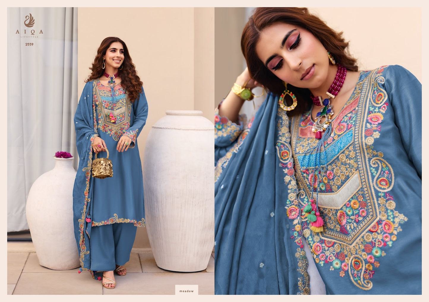 Roza Aiqa Bemberg Pakistani Salwar Suits Supplier