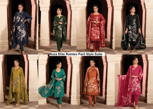 Roza Elite Ramtex Muslin Pant Style Suits Exporter Gujarat