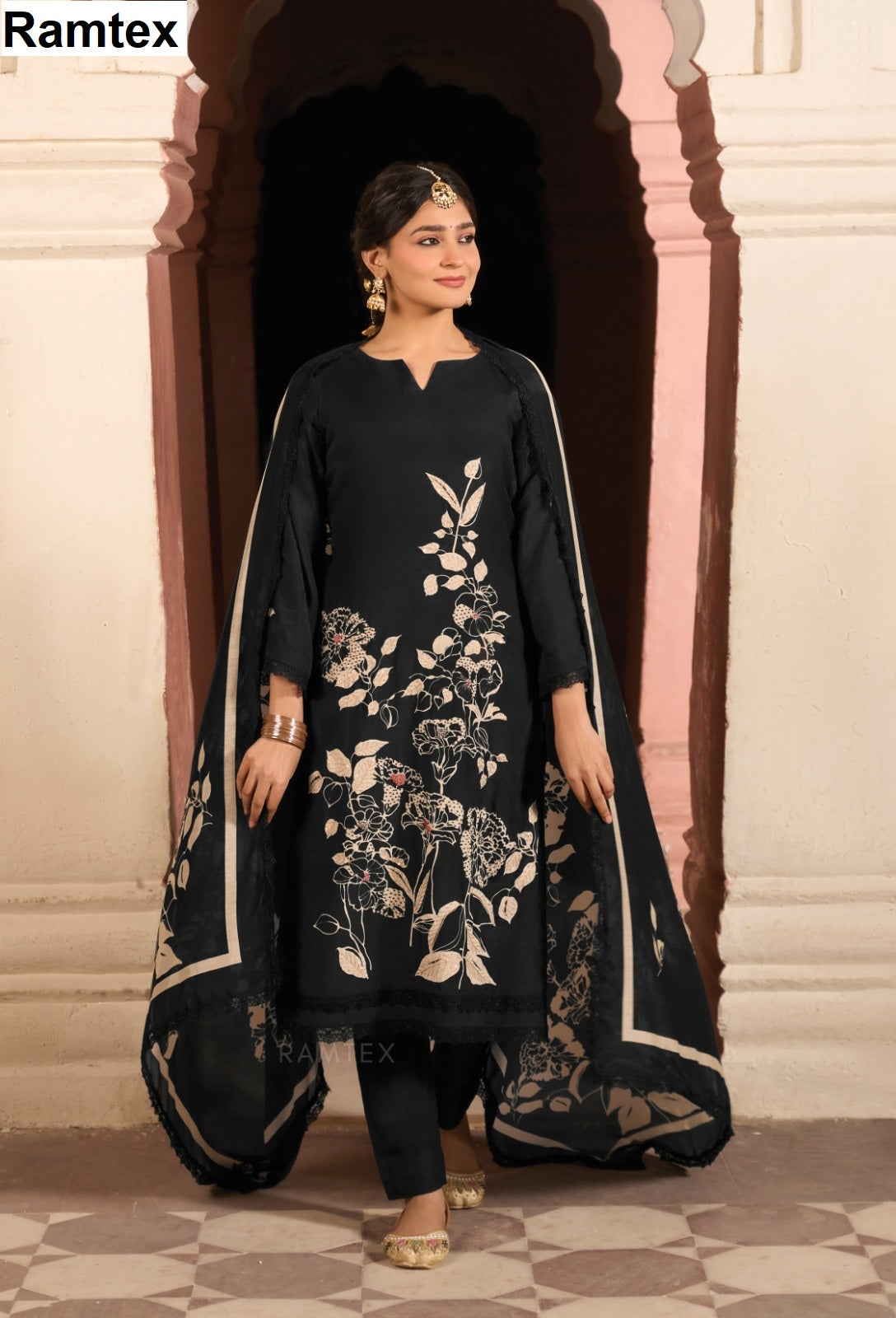 Roza Elite Ramtex Muslin Pant Style Suits Exporter Gujarat