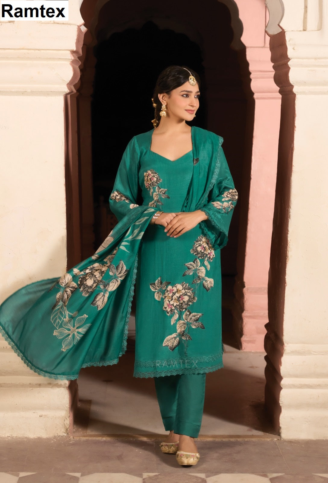 Roza Elite Ramtex Muslin Pant Style Suits Exporter Gujarat